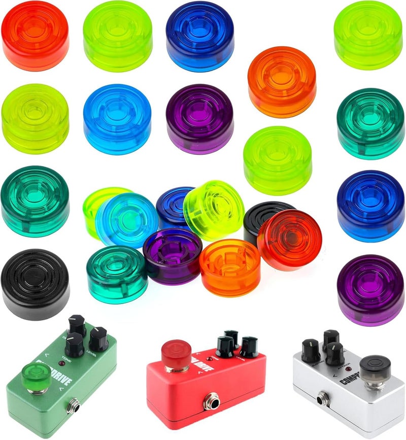 REMAGIC Guitar Effect Pedal Foot Switch Protection Caps 24Pcs, Effect Footswitch Toppers, Footswich Protection Caps, Colorful Guitar Footswitch Cover for Common Switches - Image 1